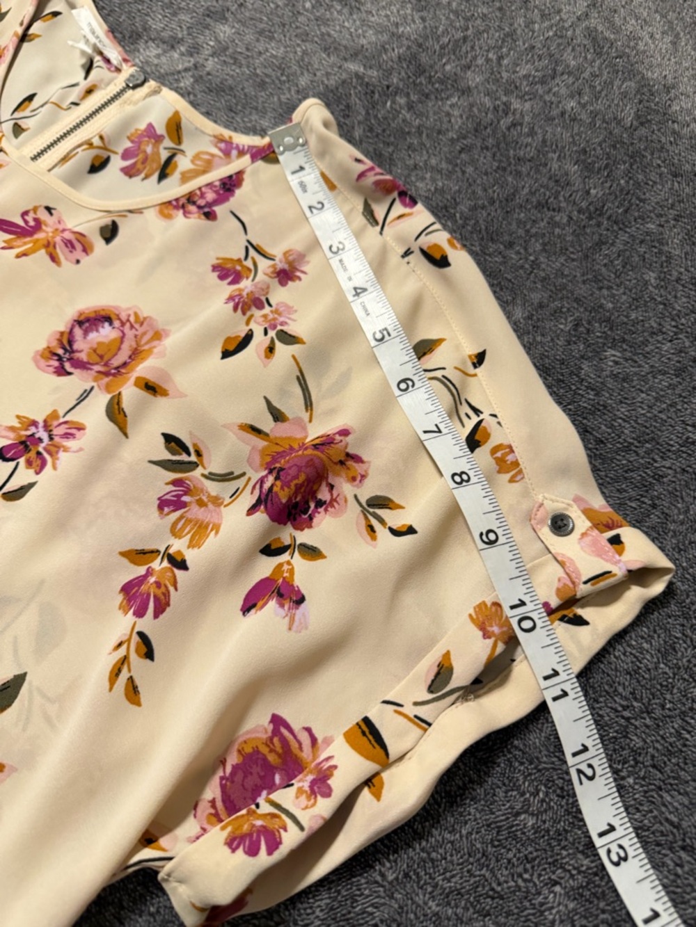 Maurices Women’s Floral Short-Sleeve Blouse - Cream with Pink Floral Print - Picture 3 of 6